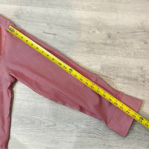 Tommy Hilfiger Slim Fit Red and White PinStriped Button Down 16.5 neck - Picture 9 of 15